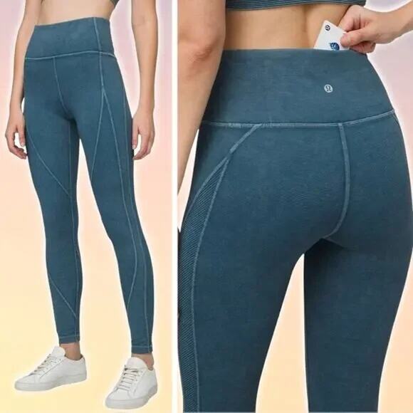 LULULEMON Wunder Under High-Rise Tight Snow Washed Ribbed 28" Sz 2 - Picture 1 of 8